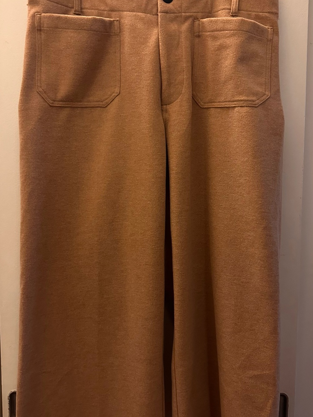 Maeve Wide-Leg Pants in Camel Tan with Front Patch Pockets